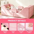 thumbnail image 3 of Toddler Bed, Toddler Floor Bed – Low-to-Ground Design with Detachable Guard Rails, Soft Upholstered Transition Bed, Standard Crib Size for kids Ages 1–6, 3 of 7