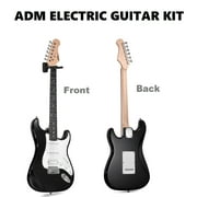 ADM Electric Guitar Solid-Wood Body 39 Beginner Guitar Kit with Amplifier, Bag, Strap, String, Tuner, Cable, Picks and Free Lesson, Black