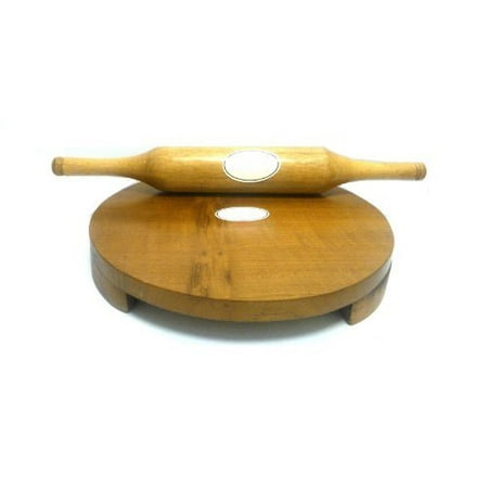 Wooden Rolling Pin Tabakh Manual Wooden Roti Chapati Flatbread Tortilla Presser Maker with Rolling Pin, 10-Inch ()
