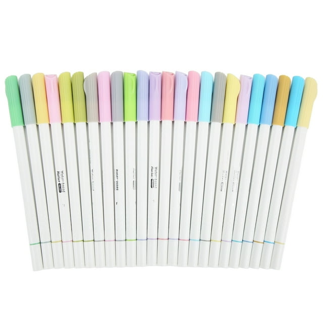Rotuladores de pincel de 24 Uds., puntas dobles, Color Natural vivo, portalápices ergonómico, pincel de amplia aplicación, bolígrafos para pintar letras