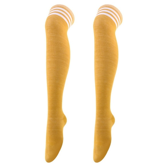 Nvzi -b 2 Pairs Over Knee Socks Knee-High Socks High Thigh Boot Stockings Women Knee Highs Socks for Girl Cosplay, Daily Wear,Yellow