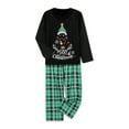 thumbnail image 3 of Christmas Family Pajamas Matching Set, Long Sleeve Tree Print T-shirt with Plaid Pants Sleepwear Loungewear, 3 of 10