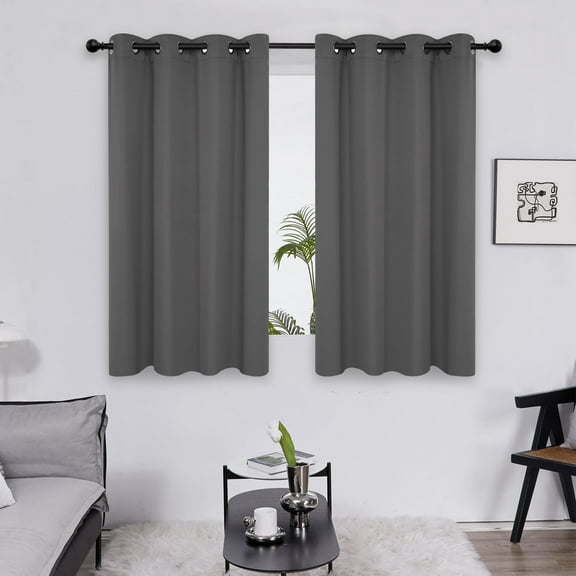 Deconovo Blackout Curtains Set of 2 Panels, Noise Reducing, Dark Gray, 52W x 63L Inch, Energy Saving Thermal Insulated Drapes for Bedroom Windows