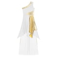 thumbnail image 4 of TiaoBug Lyrical Dance Outfits for Women Praise Worship One Shoulder Irregular Dress Tops with Pants White L, 4 of 7