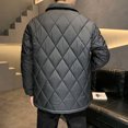 thumbnail image 5 of Njoeus Mens Casual Diamond Quilted Jacket Lapel Button Up Warm Fall Winter Coat for Men Outwear M-4XL (Available in Big & Tall), 5 of 9