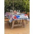 thumbnail image 3 of Outdoor Tablecloth with Umbrella Hole for Patio/Picnic/Party/Camping, Independence Day Waterproof Table Cloth Rectangle Table Cover Washable, Red Blue Floral Dogs 4th of July Plaid (60"x 84"), 3 of 8