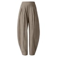 thumbnail image 2 of Linen Wide Leg Palazzo Barrel Pants for Women Loose Harem Pants Casual 2026 Summer Soft Vacation Boho Trousers with Pockets Casual Solid Lightweight Breathable Trousers, Khaki S, 2 of 9
