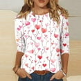 thumbnail image 2 of Resicozy Valentines Shirts For Women 3/4 Length Sleeve Valentine Day Top 2026 Love Heart Printed Graphic Pullover Pink 2XL, 2 of 5