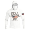 thumbnail image 2 of 250 Anniversary Mens Fishing Sun Hoodie American Flag Patriotic 1776-2026 Print 4th of July Sunshirt White M, 2 of 5