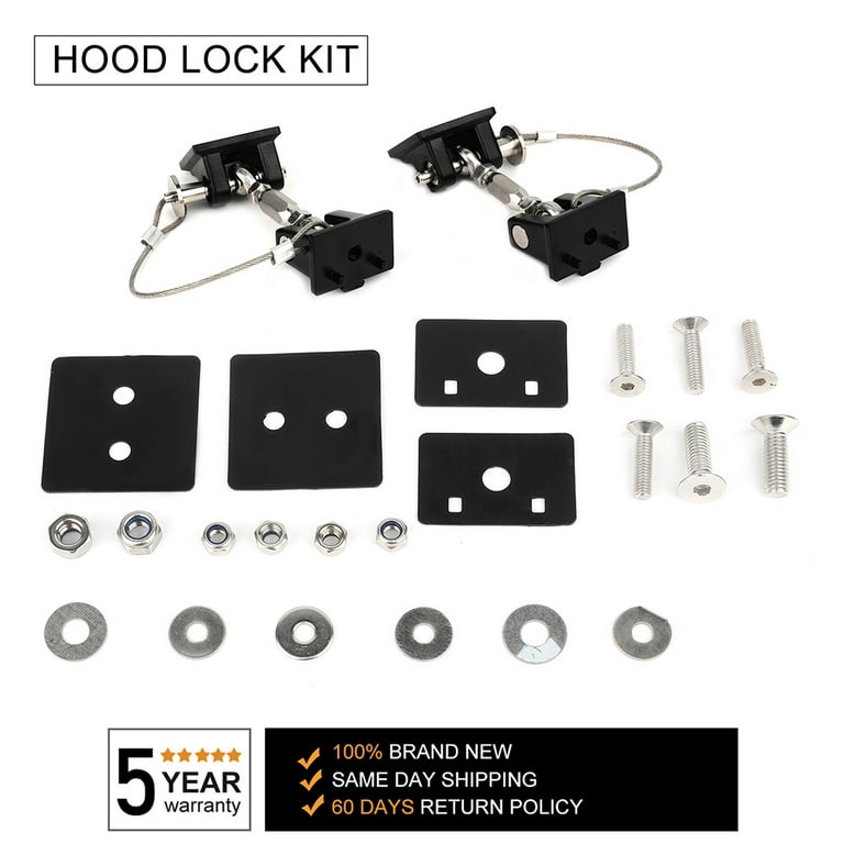 CCIYU Black Stainless Steel Latch Locking Hood Catch Kit for 2007