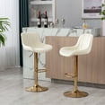thumbnail image 4 of Bar Stools Set of 2 Swivel Adjustable Barstools with Back and Footrest Modern Counter Height Bar Chairs Lift Stools for Kitchen Bistro Pub Dining Room, Beige, 4 of 7