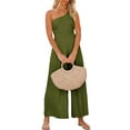 thumbnail image 4 of Franhais Women High Waist Romper, Sleeveless Off-Shoulder Neck Solid Color Wide-Leg Trousers, 4 of 9