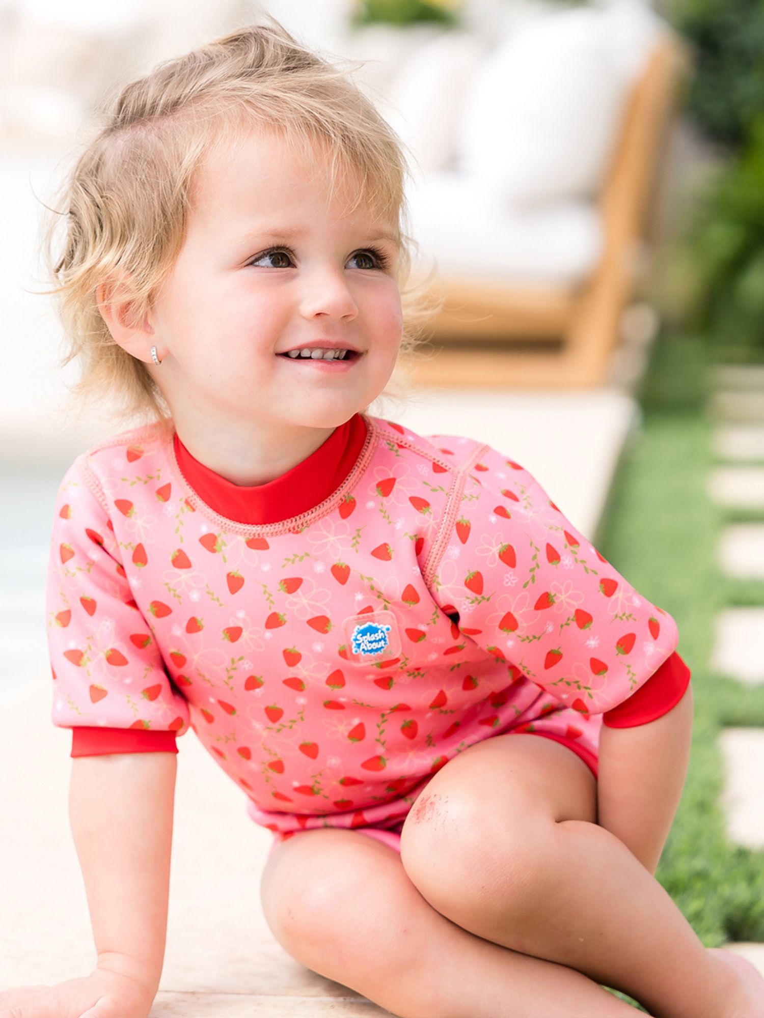 Splash About Happy Nappy™ Wetsuit with Swim Diaper, Strawberry Field, 3-8 Months