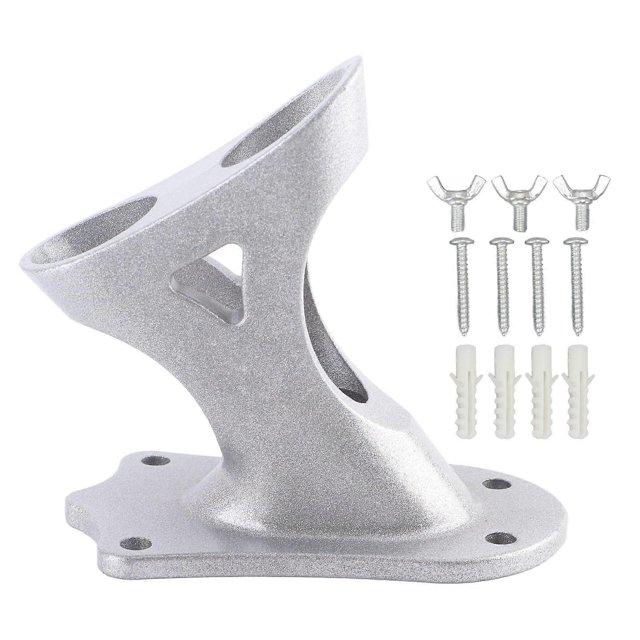 Flag Holder 2 Position Rust Proof 1in Inner Diameter Aluminum Alloy Flag Pole Bracket for Wall Roof Outdoor Railing Silver