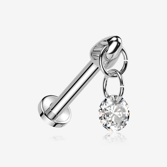 Implant Grade Titanium Simple Sparkle Dangle Internally Threaded Labret