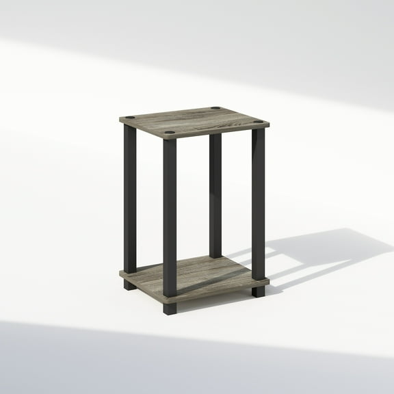 Furinno Simplistic Compact Bedside Table, Nightstand, French Oak/Black