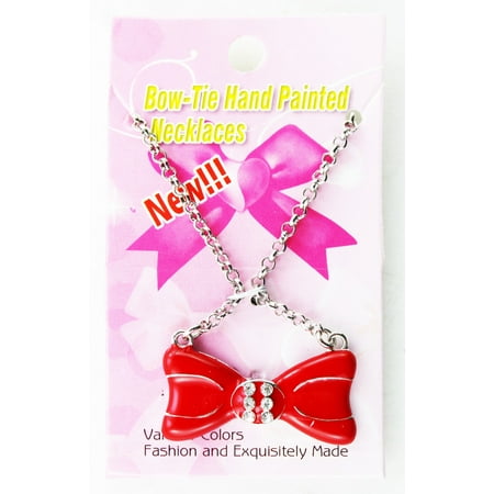 - Rhinestone Bow Tie Pendant Necklace Red Bow Tie Fashion Necklace