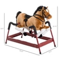 thumbnail image 3 of Durable Spring Rocking Horse with Realistic Sounds, Plush Ride-On Rocker with Steel Frame, Brown, 3 of 8