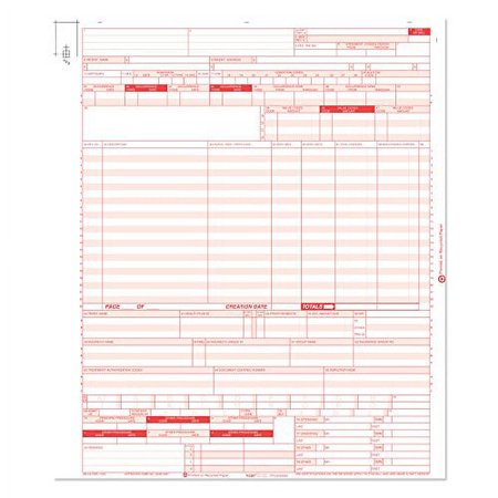 HCFA IF040 Model 1450 UB04 Claim Form, Laser Cut, White/Red, Pack of 2500