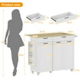 thumbnail image 2 of Rolling Kitchen Island with Power Outlet & Drop Leaf, Modern Mobile Kitchen Island Cart with Trash Storage Cabinet, Spice Rack & Towel Rack, Knife Holder, Black/White Engineered Wood, 2 of 7