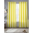 thumbnail image 5 of Yellow Striped Semi Sheer Window Curtains 108 Inches Long, Modern Farmhouse Yellow White Stripes Rod Pocket Voile Silky Chiffon Curtain Light Filtering Drapes for Living Room, 52"x108", 2 Panels, 5 of 9