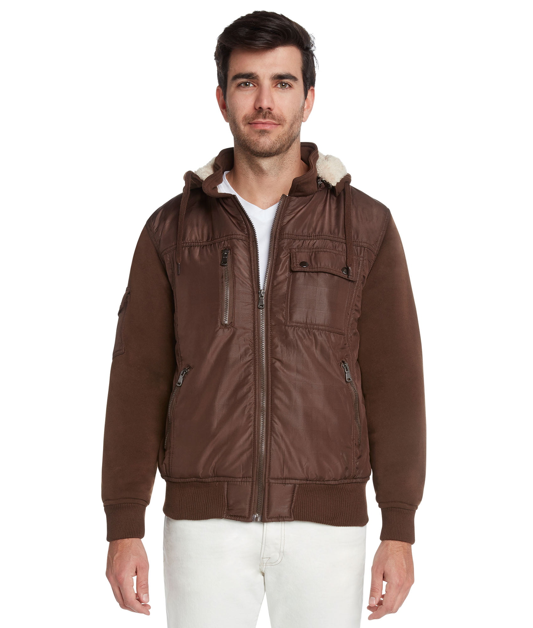 Maximos Men's Riley Casual Jacket (Brown/Khaki, Large) - Walmart.com
