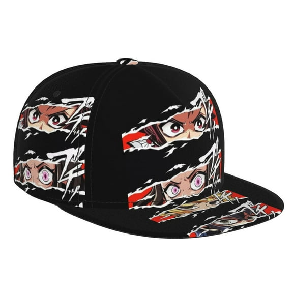 Demon Slayer: Kimetsu No Yaiba Baseball Cap For Men, Women & Kids, Classic Flat Brim Hat Hip Hop Trucker Hat Adjustable Snapback Hat
