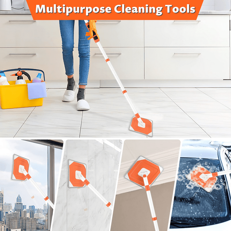 Wall Mop Wall Cleaner with Long Handle.Microfiber Dust Mop.Baseboard  Cleaning Tool with Extension Pole.4 Washable Reusable Cleaning Pads.Quickly  Clean Walls, Baseboards and Ceilings. 54in