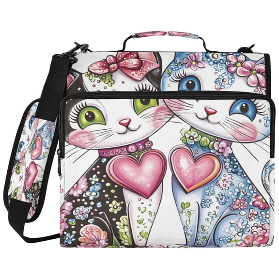 ALAZA Zipper Binder Beautiful Cats Pattern 2 inch 3 Ring 500 Sheet Capacity Trapper Keeper File Folder Organizer Bag
