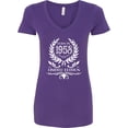 thumbnail image 3 of Inktastic Born in 1958 Limited Edition Women's V-Neck T-Shirt, 3 of 5