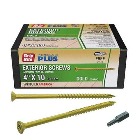 

Grip-Rite 5030515 1 lbs PrimeGuard Plus No. 10 x 4 in. Star Flat Head Deck Screws Gold - 44 Per Pack - Pack of 12