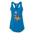 thumbnail image 2 of Funny Graphic Astronaut Cat in Space on Cheeseburger | Womens Cat Lover Jersey Racerback Tank Top, Turquoise, Large, 2 of 3