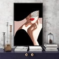 thumbnail image 3 of IDEA4WALL Framed Canvas Print Wall Art Side Profile of 1920s Style Woman People Fashion Illustrations Modern Art Chic Colorful Ultra for Living Room, Bedroom, Office - 16"x24" Black, 3 of 4