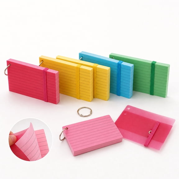 3x5 Colored Lined Index Cards With Removable Metal Binder Ring Blank Index Cards 3x5 Index Cards Colored Index Cards 3x5 Flash Cards Note Cards Study Flashcards Office-Yellow