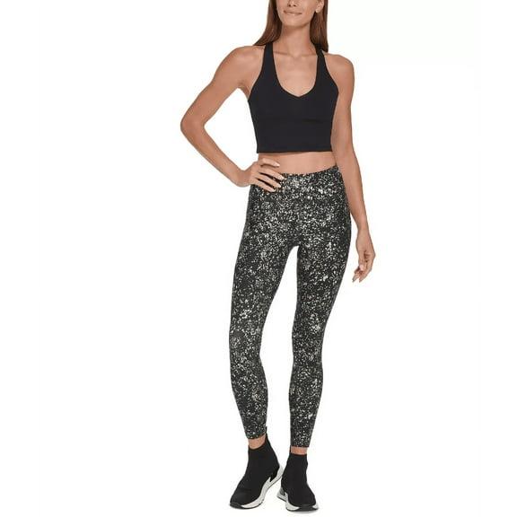 DKNY Sport Printed High-Waist 7/8 Leggings, Black, XS