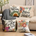 thumbnail image 6 of Spring Throw Pillow Cover Flower Garden - 18 x 18 Blossom Plant Pillow Cushion Case - 4 Pack Linen Square Colourful Pillow Cushion Cover, Great for Couch, Chair, Yard, Living Room，Home Decor, 6 of 6