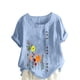 thumbnail image 2 of Fiudx Ofertas Relámpago Camisa Holgada Informal de Verano con Cuello Redondo y Manga Corta con Estampado de Flores para Mujer, 2 of 4