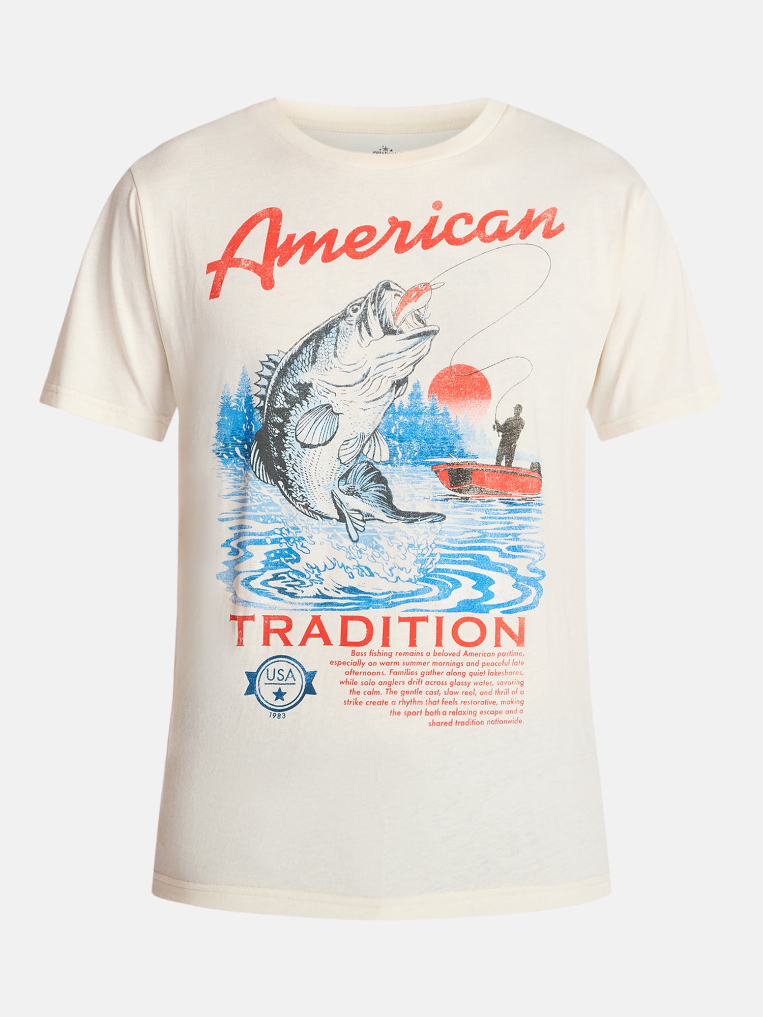 Americana Men's and Big Men's Fishing Graphic Tee Shirt from Way to Celebrate, Sizes XS-3XLT