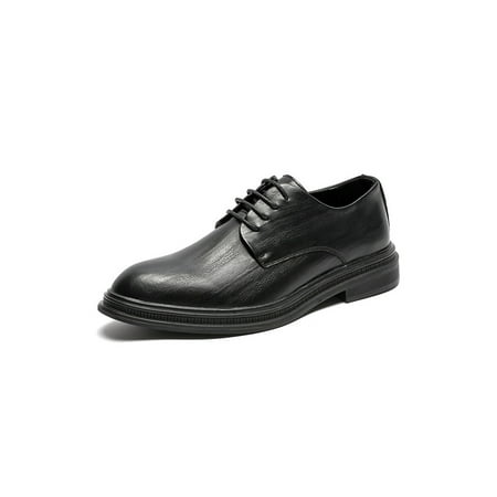 

Lacyhop Mens Oxford Shoe Lace Up Flats Low Top Dress Shoes Party Nonslip Loafer Lightweight Block Loafers Dark Black 9.5