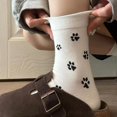 thumbnail image 5 of Women's 3-Pack Crew Socks with Allover Paw Print Pattern Soft Stretch Casual Sock Set - Multicolored, 5 of 7