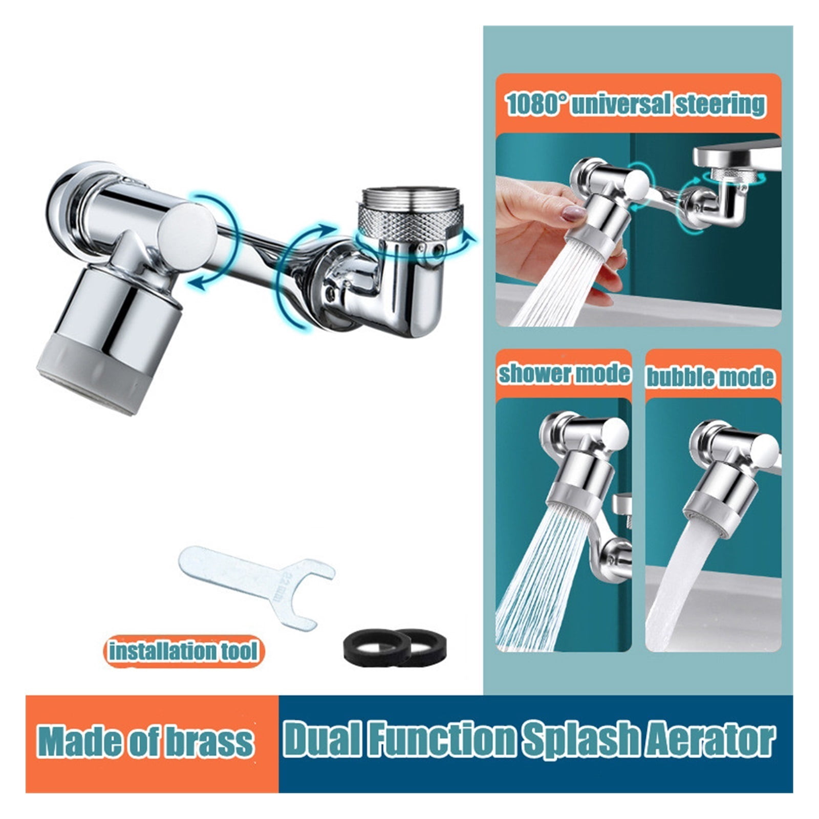 1080 Degree Swivel Robotic Arm Sink Faucet Aerator Universal Adapter Water Tap Extender Splash Proof Faucet Sprayer ,Water Saving