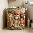 thumbnail image 3 of 3D Quilted Laundry Hamper, Large Fabric Storage Basket with Deer Fox Bear Design, Soft Collapsible Clothes Bin with Handles for Bedroom Home Organization, 3 of 7