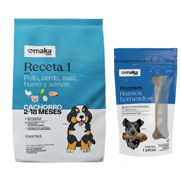 Maka Receta 1 Cachorro 2 Kg + Hueso Femur Horneado 1 Pieza