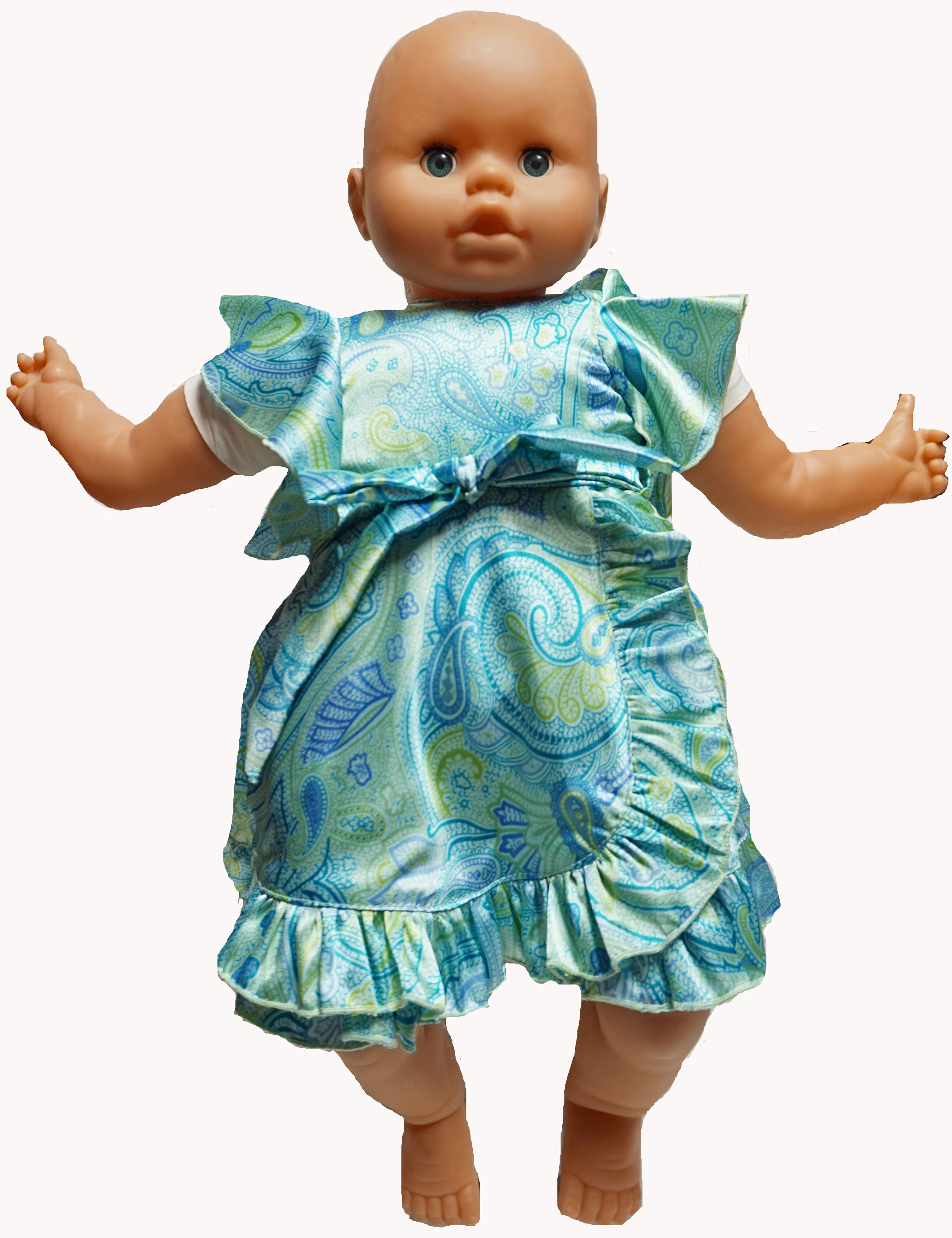 Doll Clothes Superstore Green Paisley Dress With Ruffle Trim Fits 1821