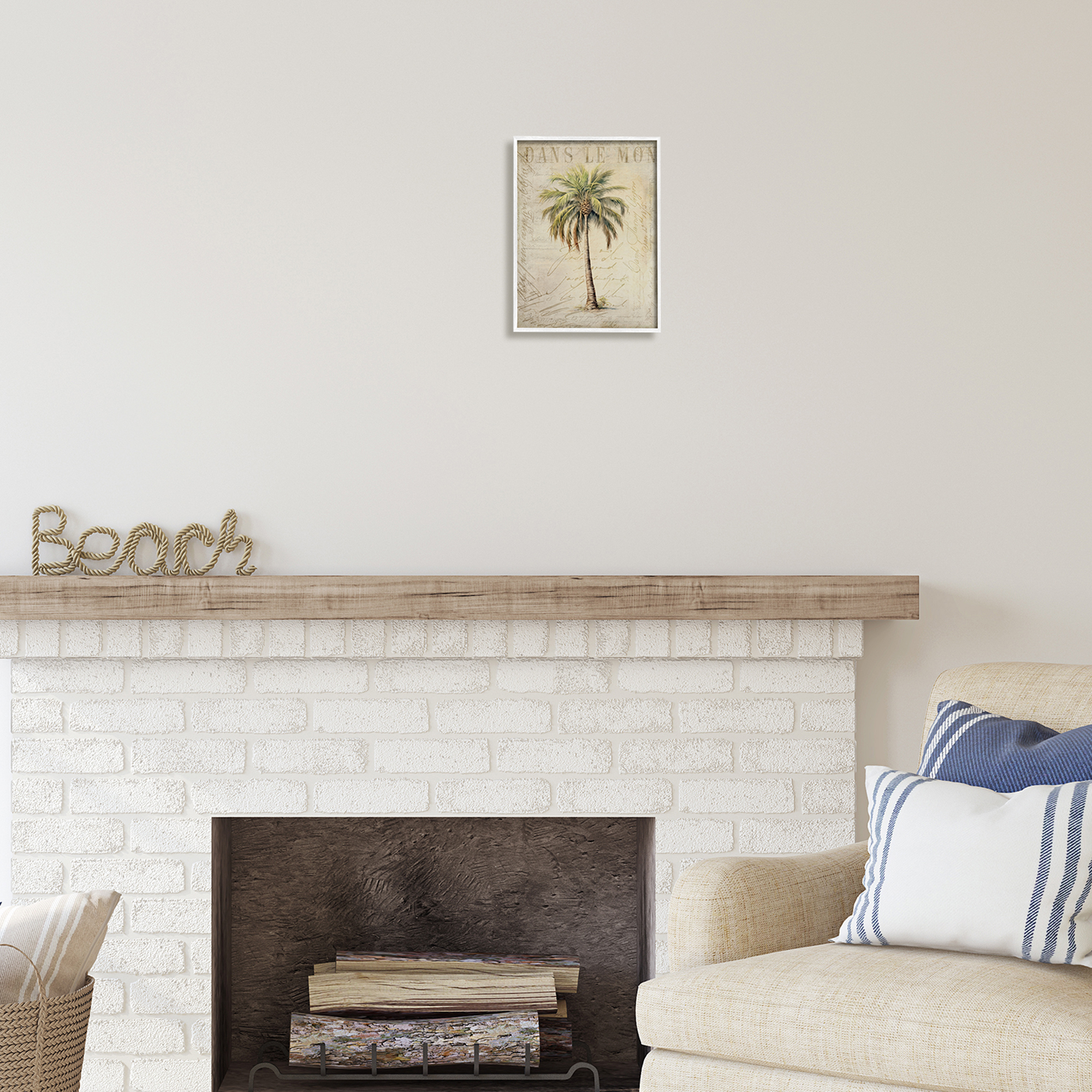Stupell Industries Vintage Palm Tree Botanical & Floral Painting White Framed Art Print Wall Art, 11 x 14