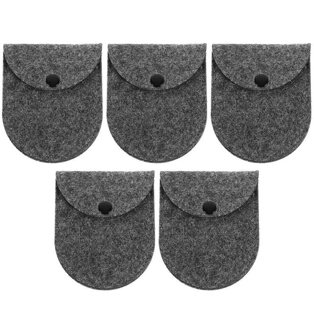5PCS Felt Purse Mini Coin Pouch Keys Bag Buckle Storage Bag for Women Lady Girls