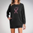 thumbnail image 2 of miqiqism Breast Cancer Awareness Sweatshirt Dress for Women Pink Graphic Lightweight Long Sleeve Shirt Dress with Pockets Trendy Crew Neck Dresses,Black,Large, 2 of 6