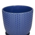 thumbnail image 6 of DecMode 8", 6", 5"H Indoor Outdoor Blue Porcelain Geometric Planter with Attached Saucer (3 Count), 6 of 9