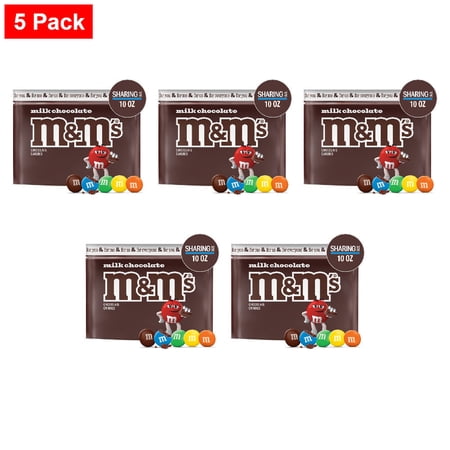 M&MS Milk Chocolate Candy Sharing Size Bag 10 oz - 5 Pack