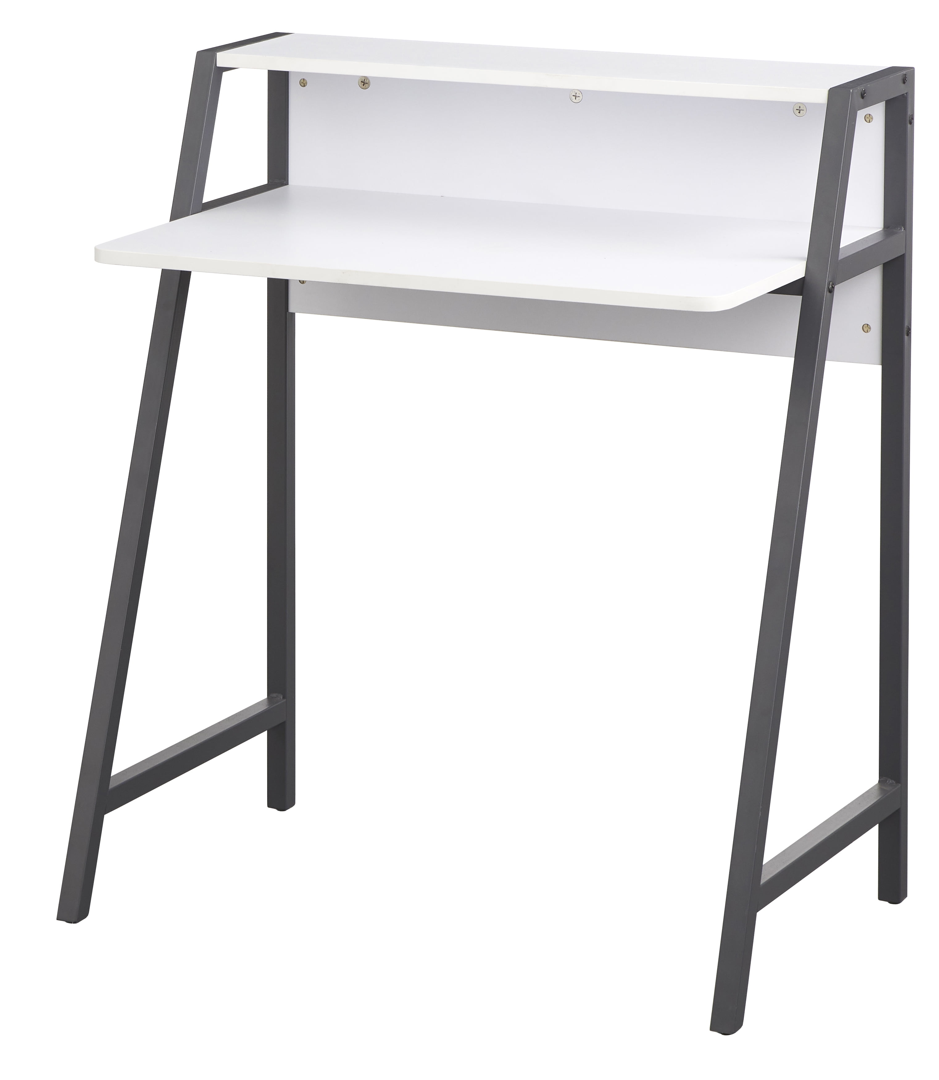 TMS Focus Metal Frame Kids Study Desk with Shelf, Two-Tone Gray/White